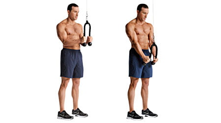 Extensions of triceps on the top unit with V-handle