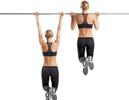 Pull-up by the narrow reverse grip.