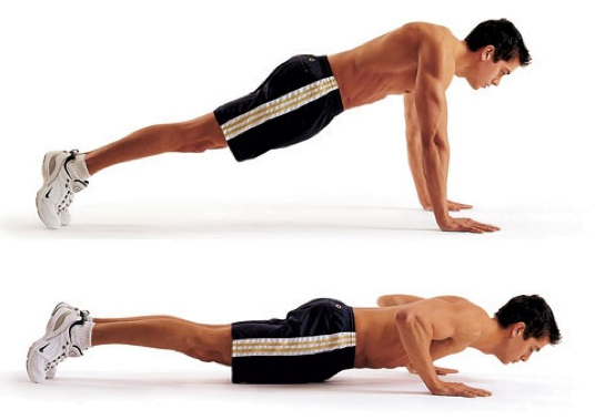 Push-ups with the close proximity of the triceps