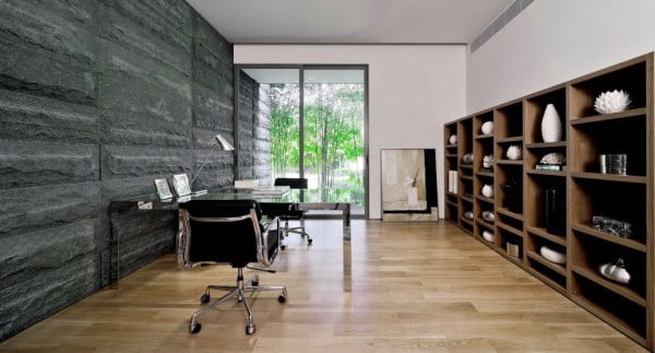 Modern-Home-Office-Interior-Stone-Wall